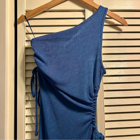 Cotton Candy LA blue long dress one shoulder with side cutouts size small - Picture 2 of 4